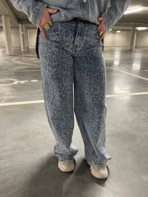 Panterprint dad fit jeans 3366-1 - lichtblauw