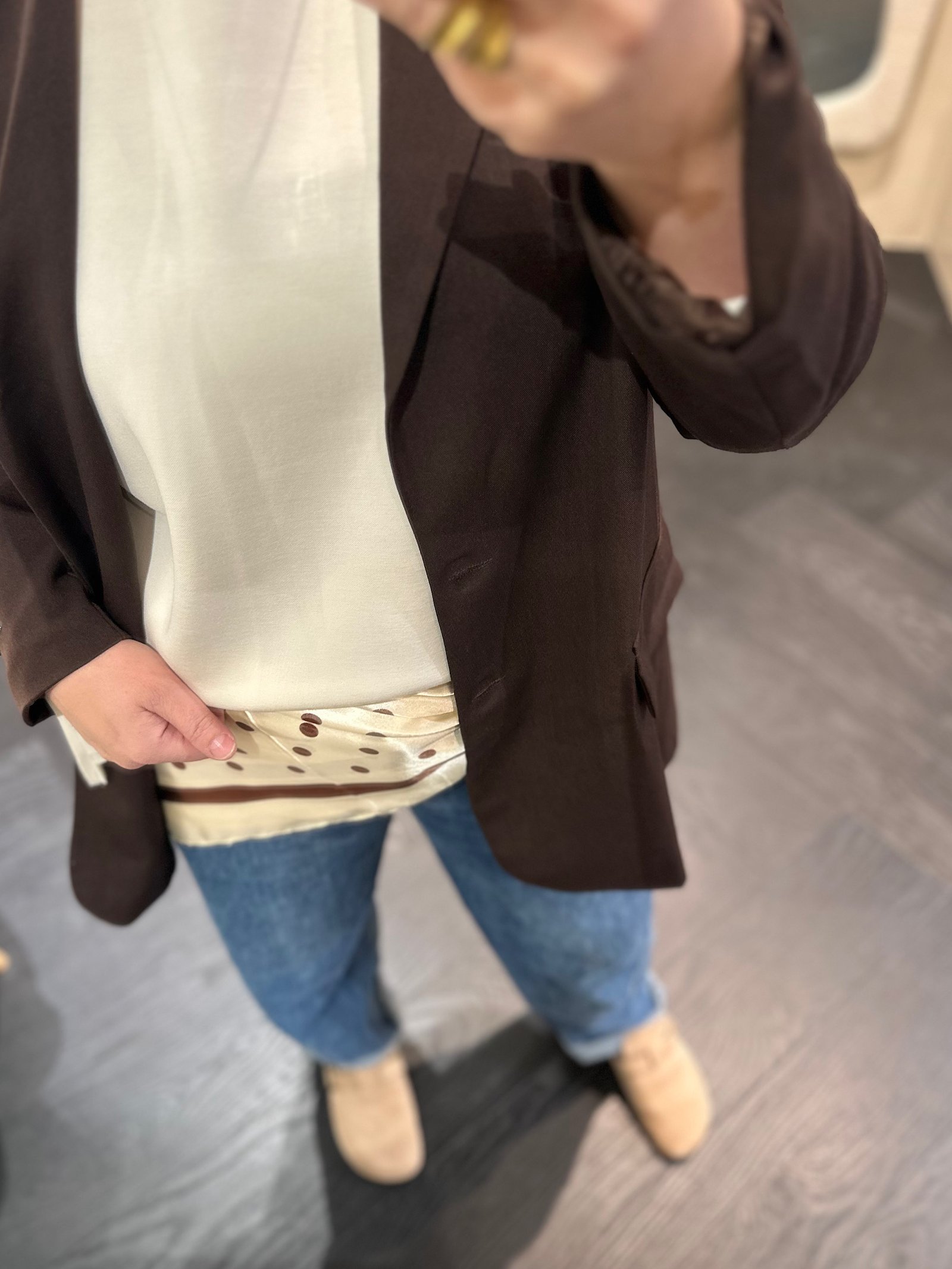 Polkadot sjaaltje - ecru