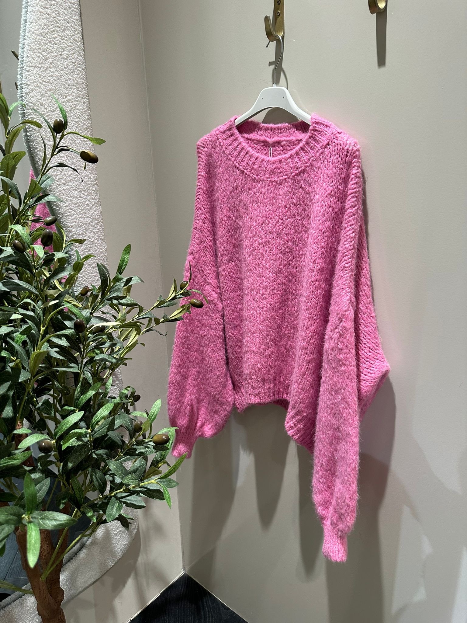 Roze gebreide trui LUMI