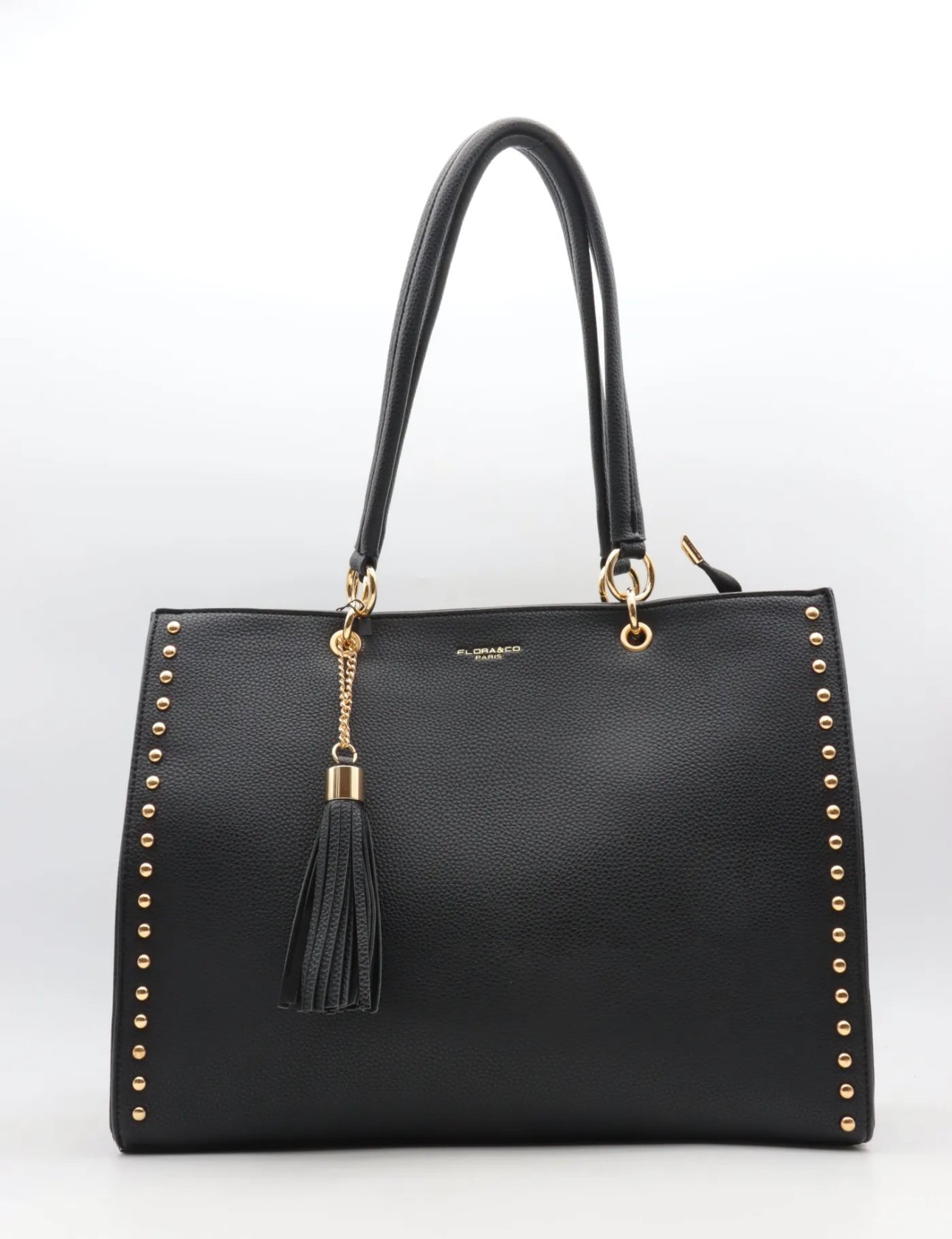 Shopper met gouden studs 7502 - zwart