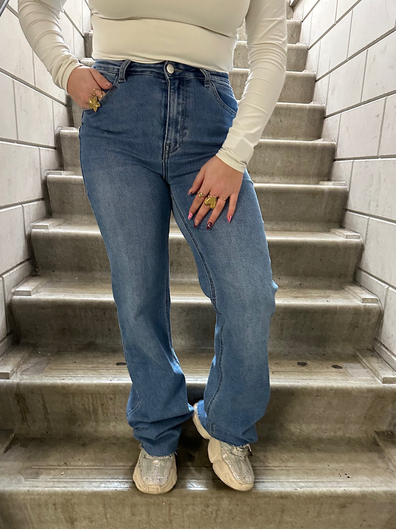 Tall wide jeans 3272-1 - mid blauw