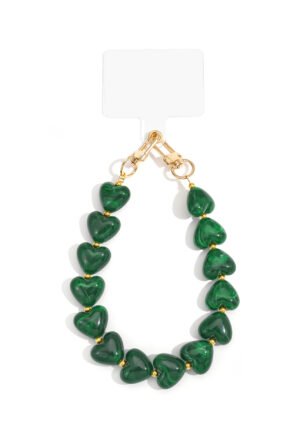 Telefoon koord acryl hart - Groen