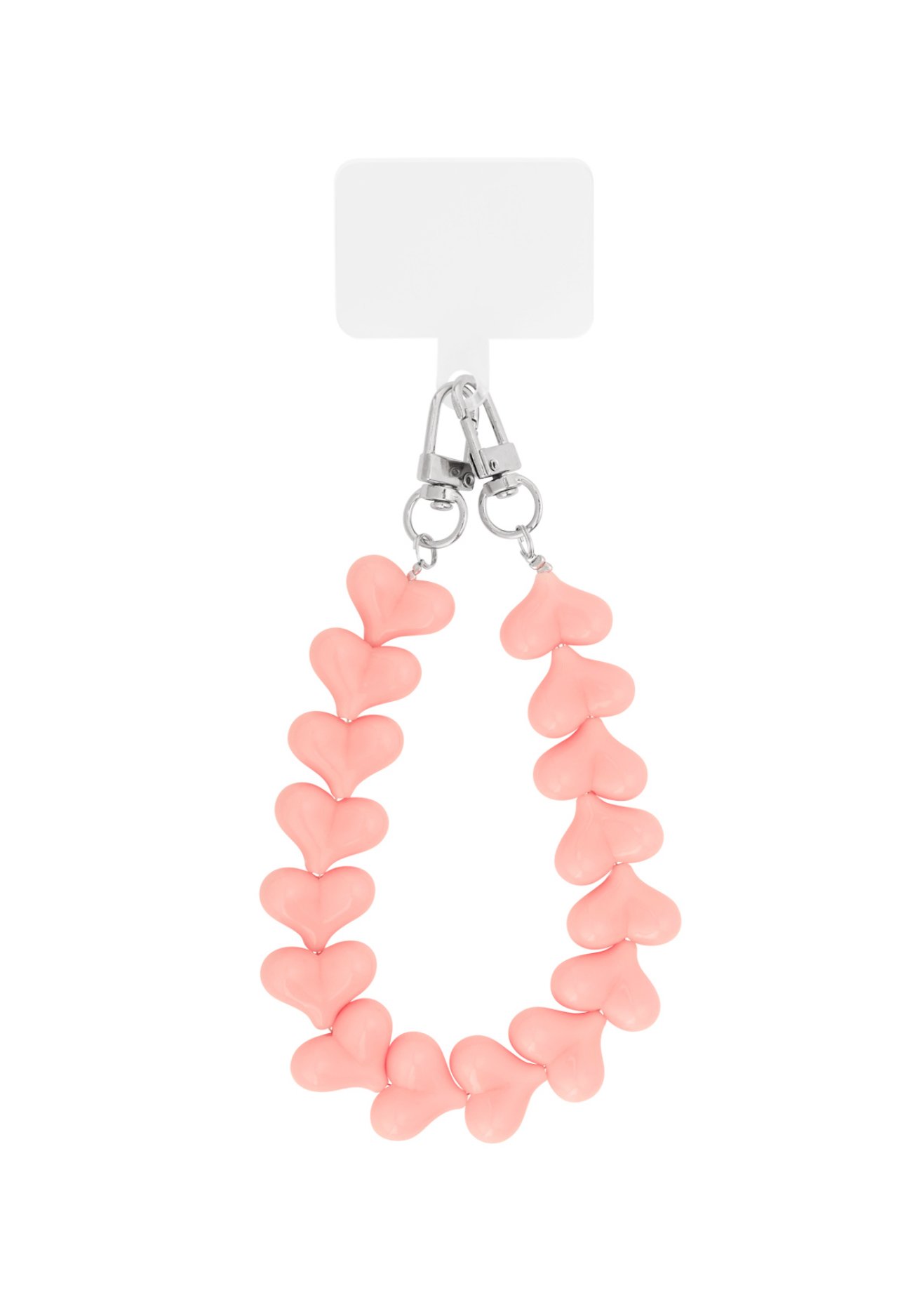 Telefoonkoord hartjes - roze/ zilver