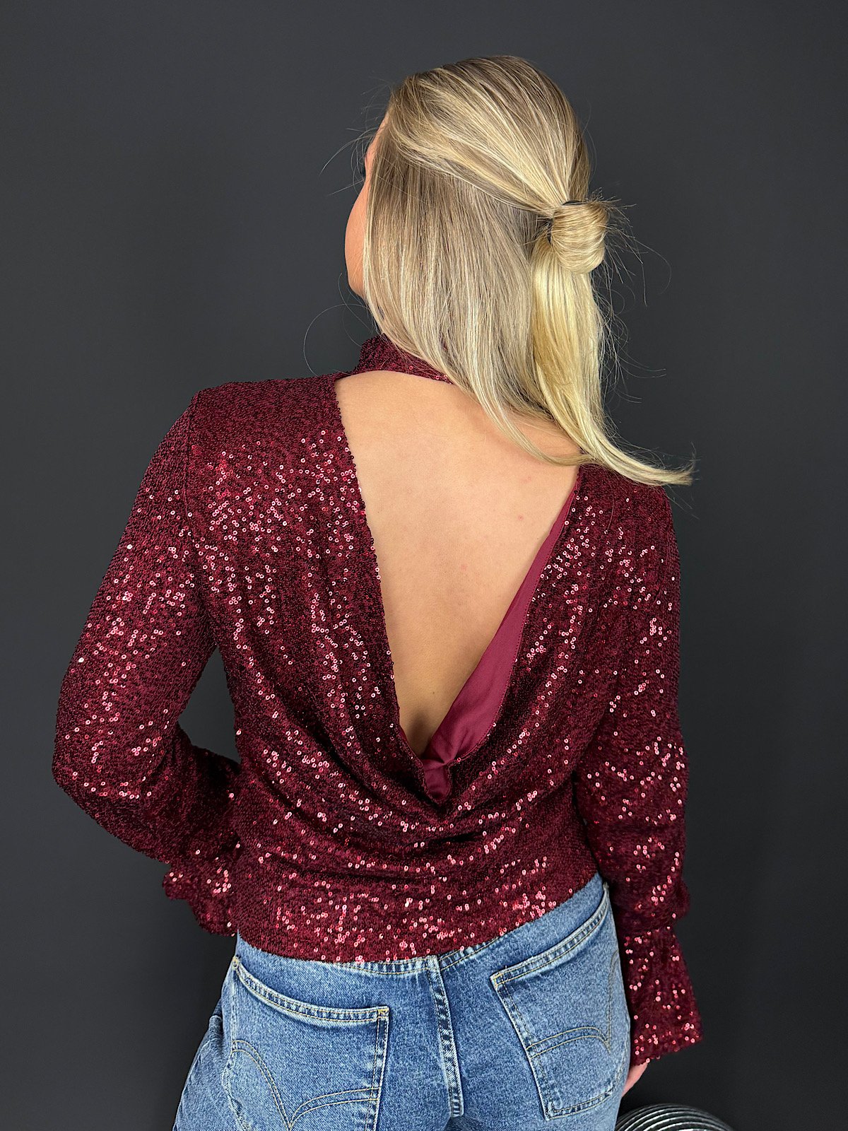 Top met open rug Esmay - bordeaux