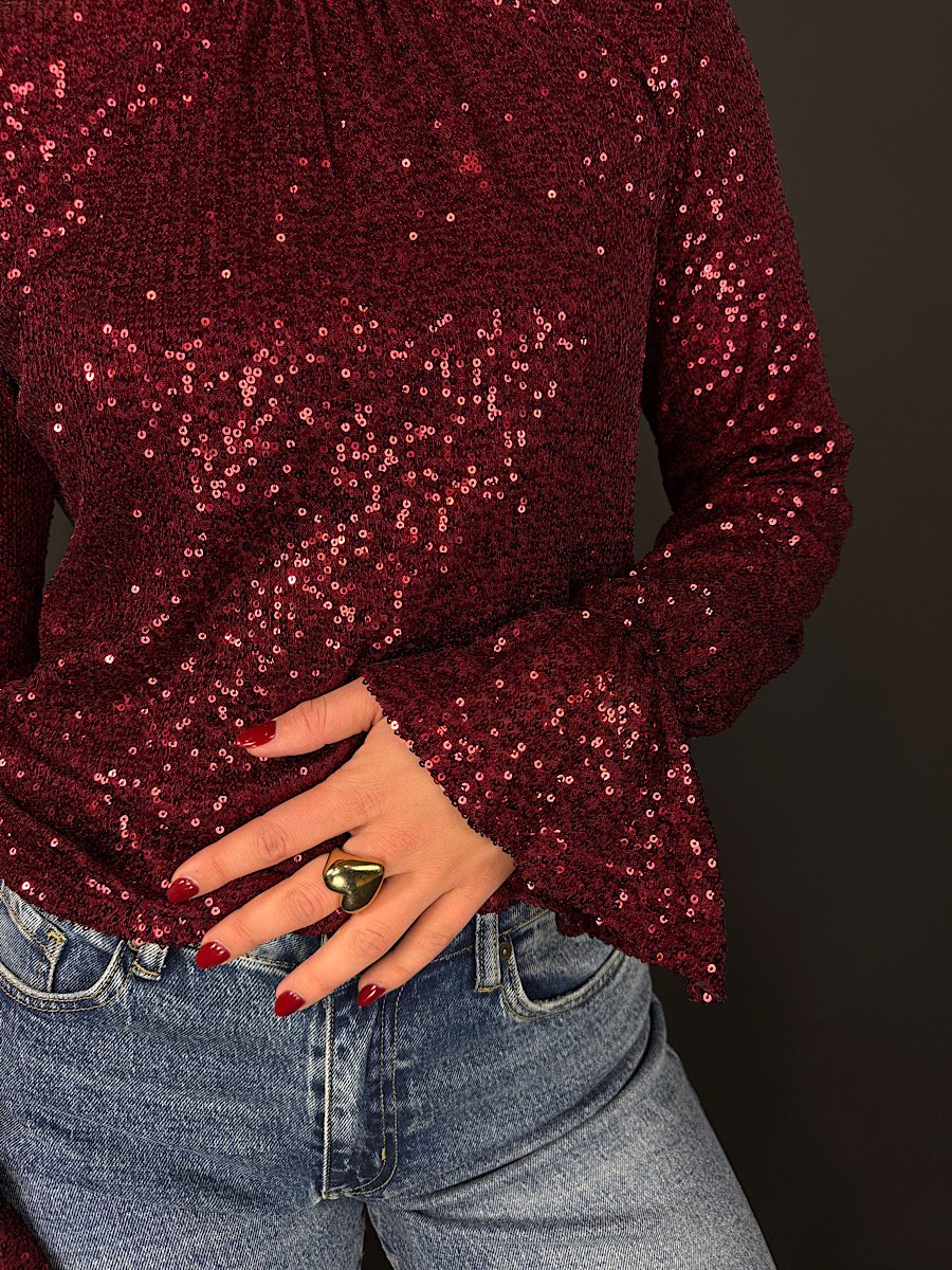 Top met open rug Esmay - bordeaux