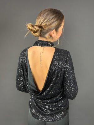 Top met open rug Esmay - zwart