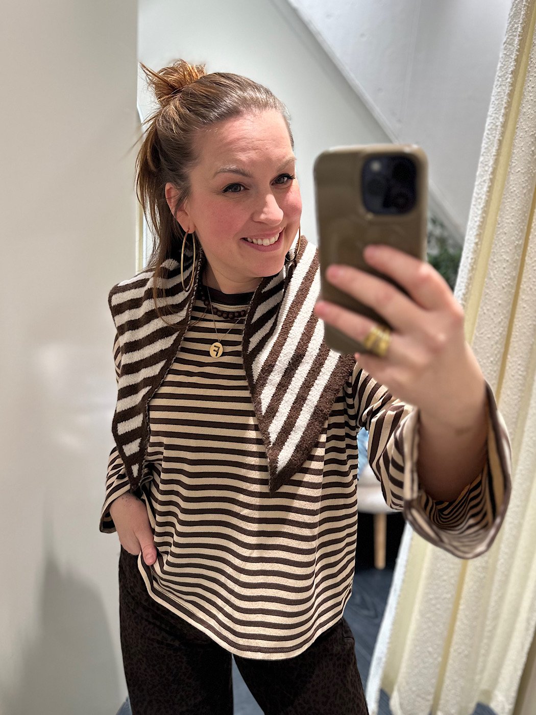 Triangle sjaaltje - bruin/ ecru