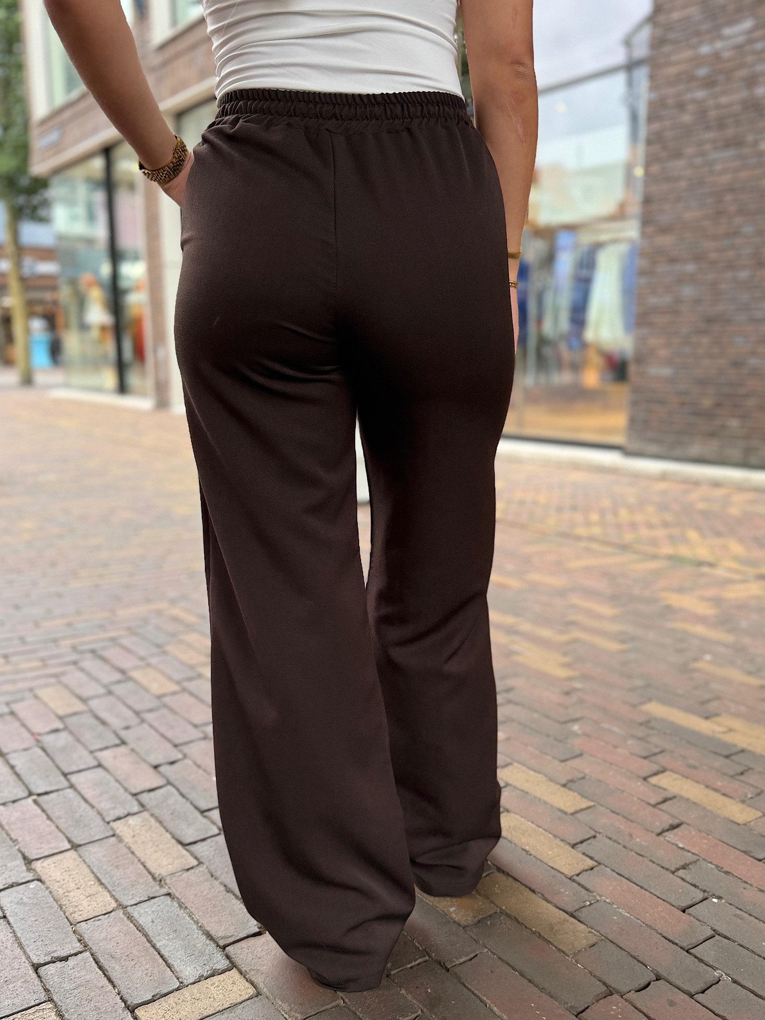 ZM - Bruine wide leg met strepen Novi