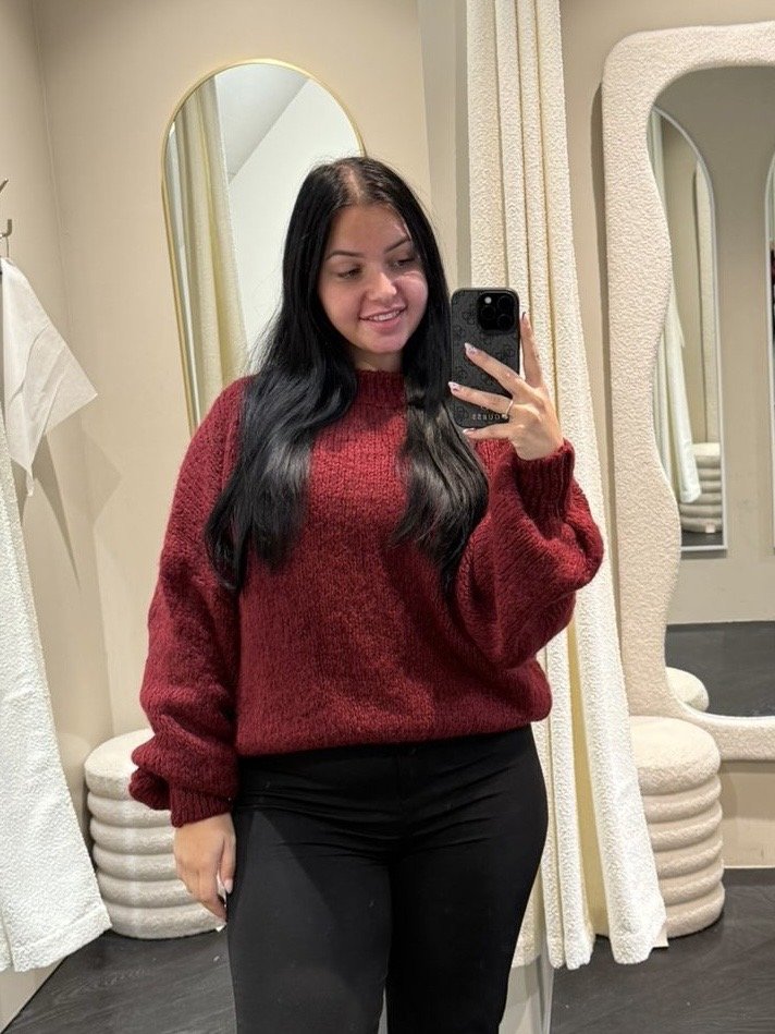 Bordeaux gebreide trui LUMI
