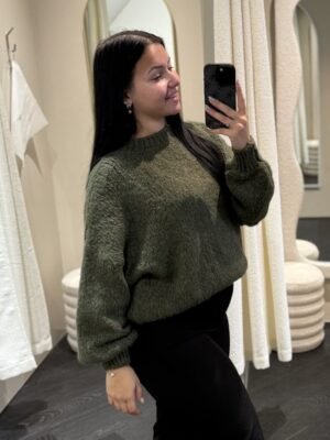 Khaki gebreide trui LUMI