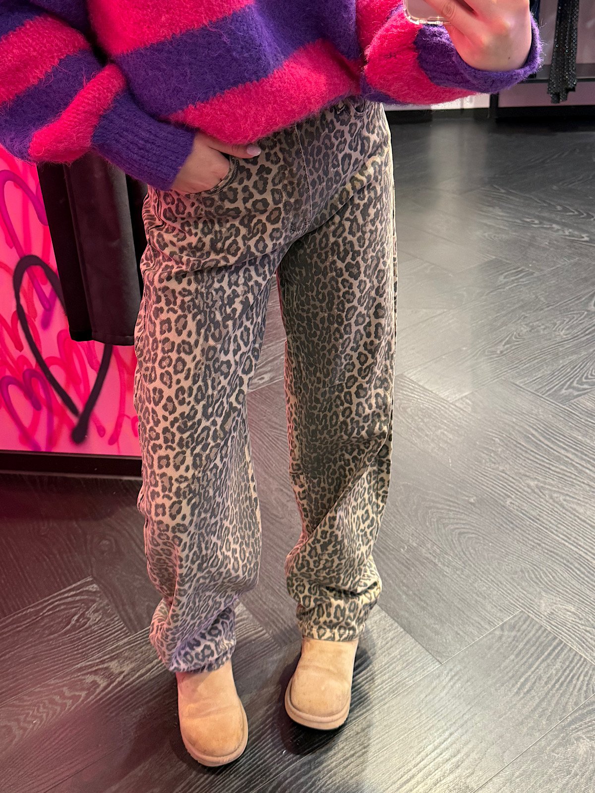 Leopard balloon fit jeans