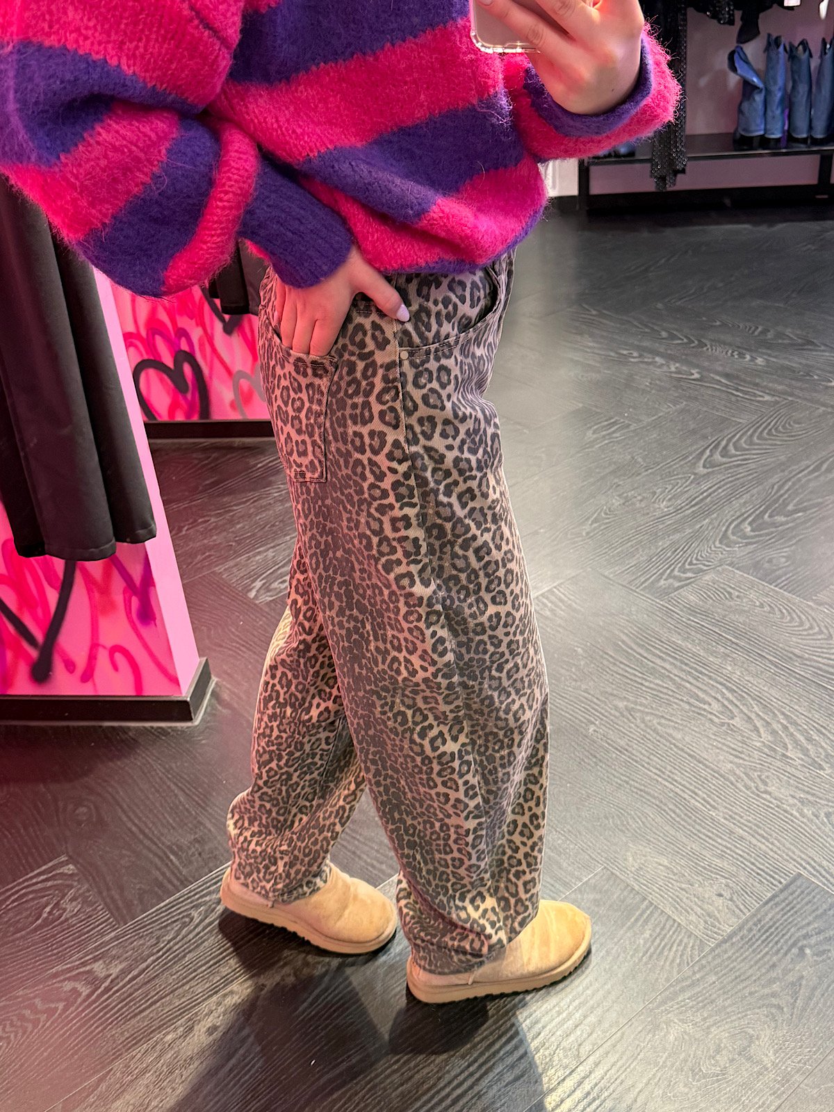 Leopard balloon fit jeans