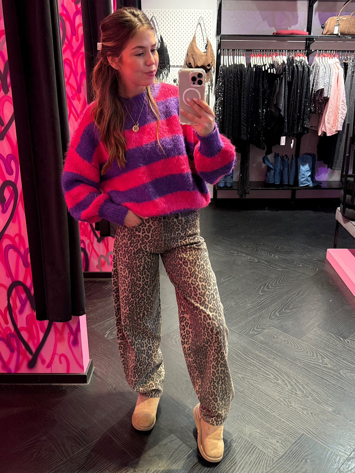 Leopard balloon fit jeans