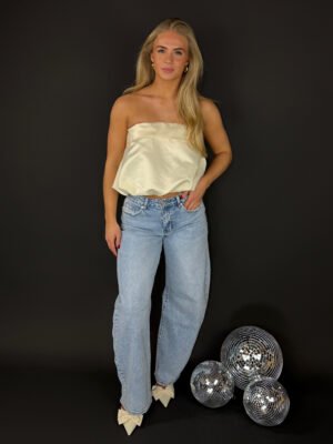 Satijnen bandeau top Poppy - ecru