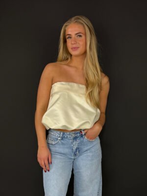 Satijnen bandeau top Poppy - ecru