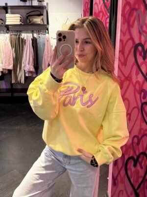 Sweater met fleece Paris - geel