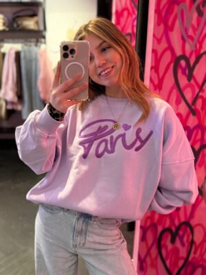 Sweater met fleece Paris - lila