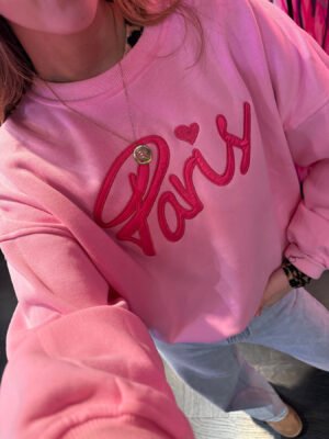 Sweater met fleece Paris - roze