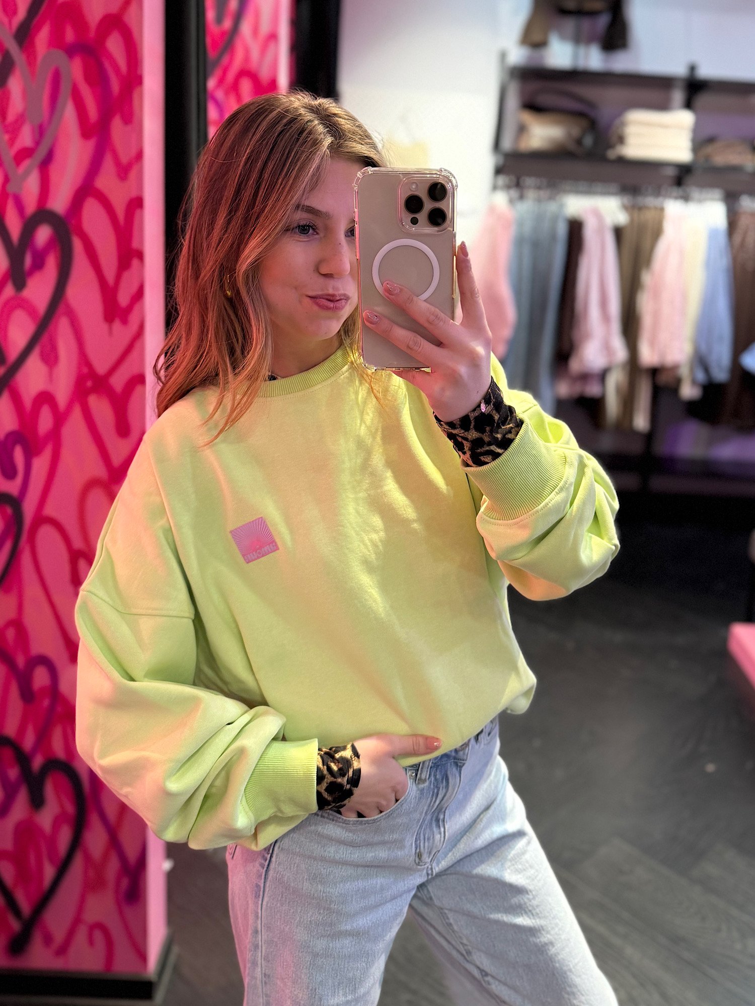 Sweater met patch Amour- groen