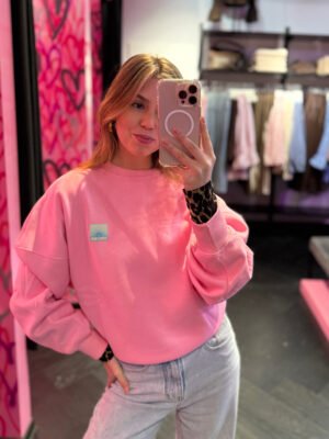 Sweater met patch Amour- roze