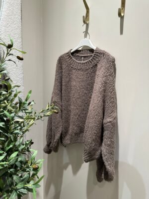 Taupe gebreide trui LUMI