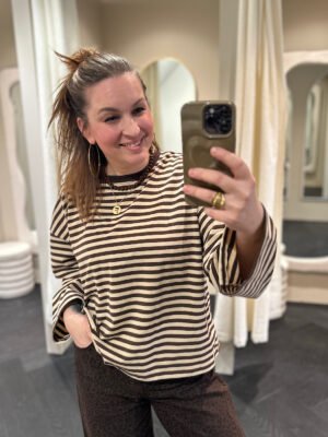 ZM - gestreepte longsleeve - bruin/ beige