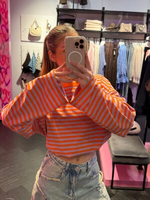 ZM - gestreepte longsleeve - oranje/ lila