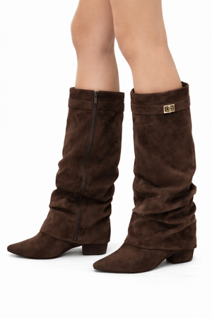 Belted overlay laarzen - bruin