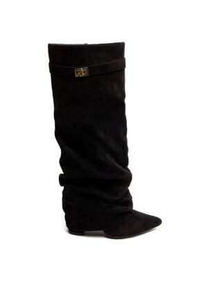 Belted overlay laarzen - zwart