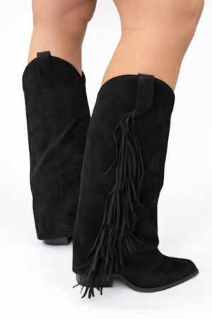 Cowboy laarzen met fringe - zwart