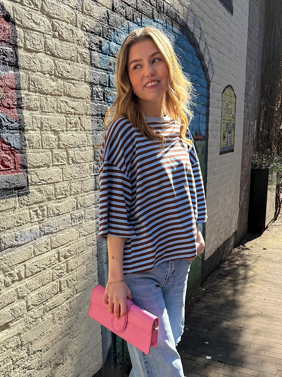 ZM - Gestreept shirt Loua - blauw/ bruin