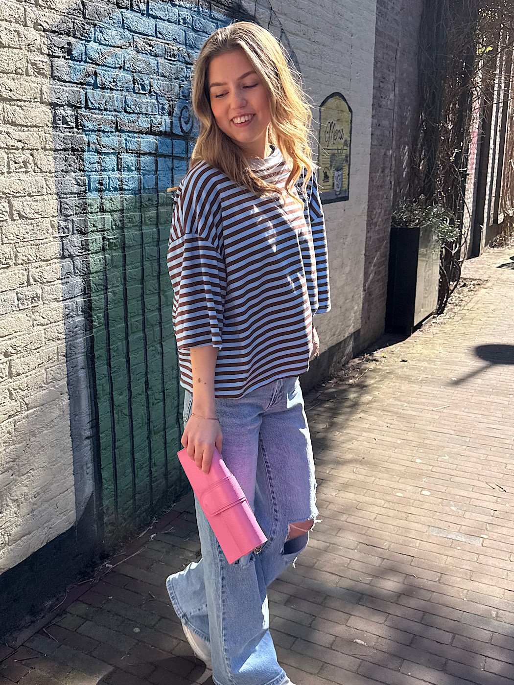 ZM - Gestreept shirt Loua - blauw/ bruin