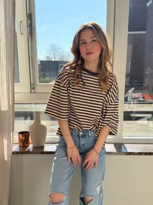 ZM - Gestreept shirt Loua - bruin/ ecru