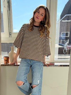 ZM - Gestreept shirt Loua - bruin/ ecru