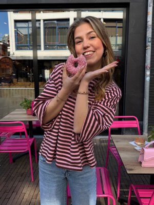 ZM - Gestreept shirt Loua - bruin/ roze