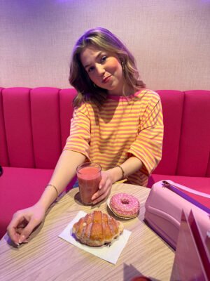 ZM - Gestreept shirt Loua - fuchsia/ geel