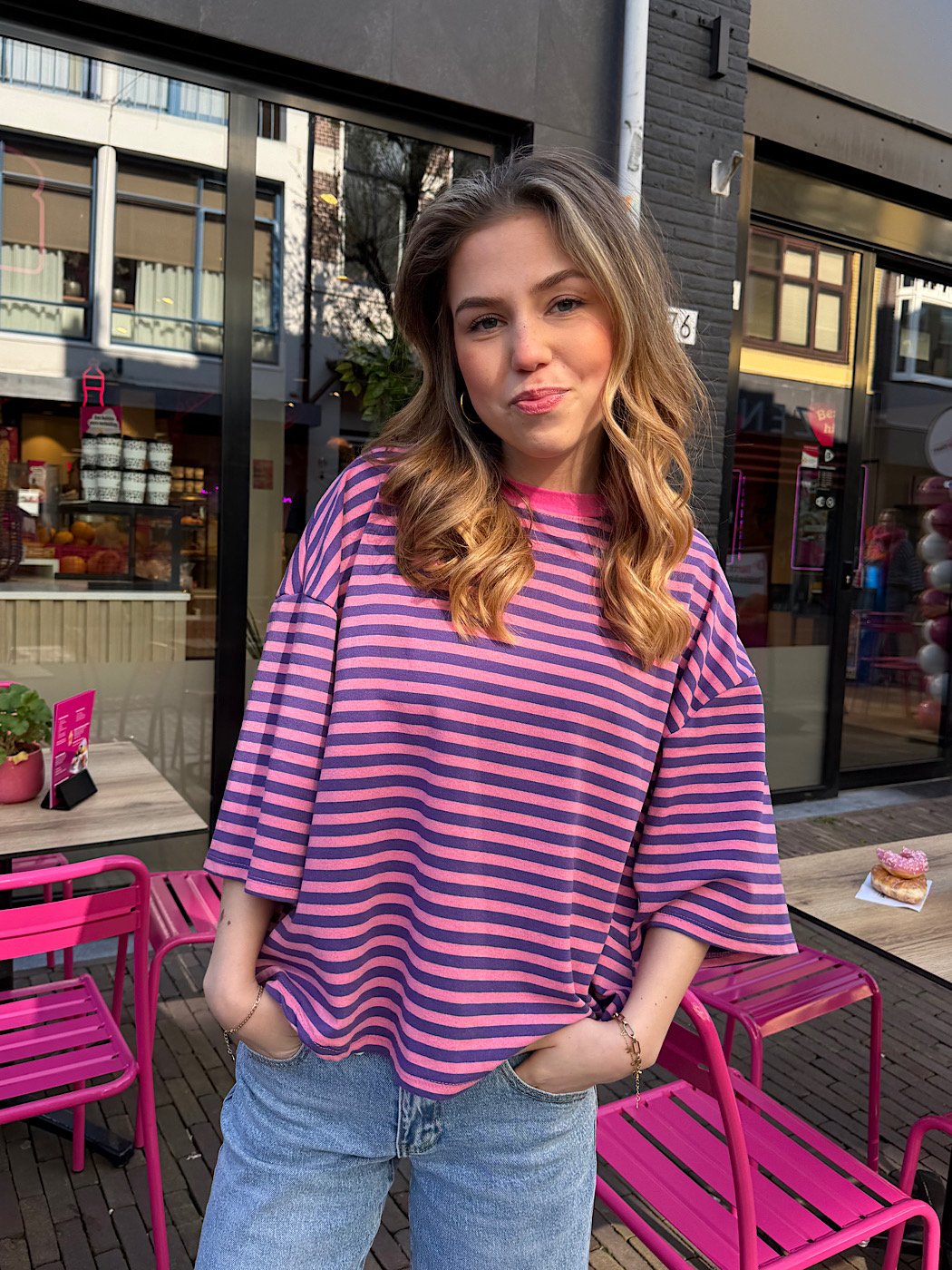 ZM - Gestreept shirt Loua - roze/ paars