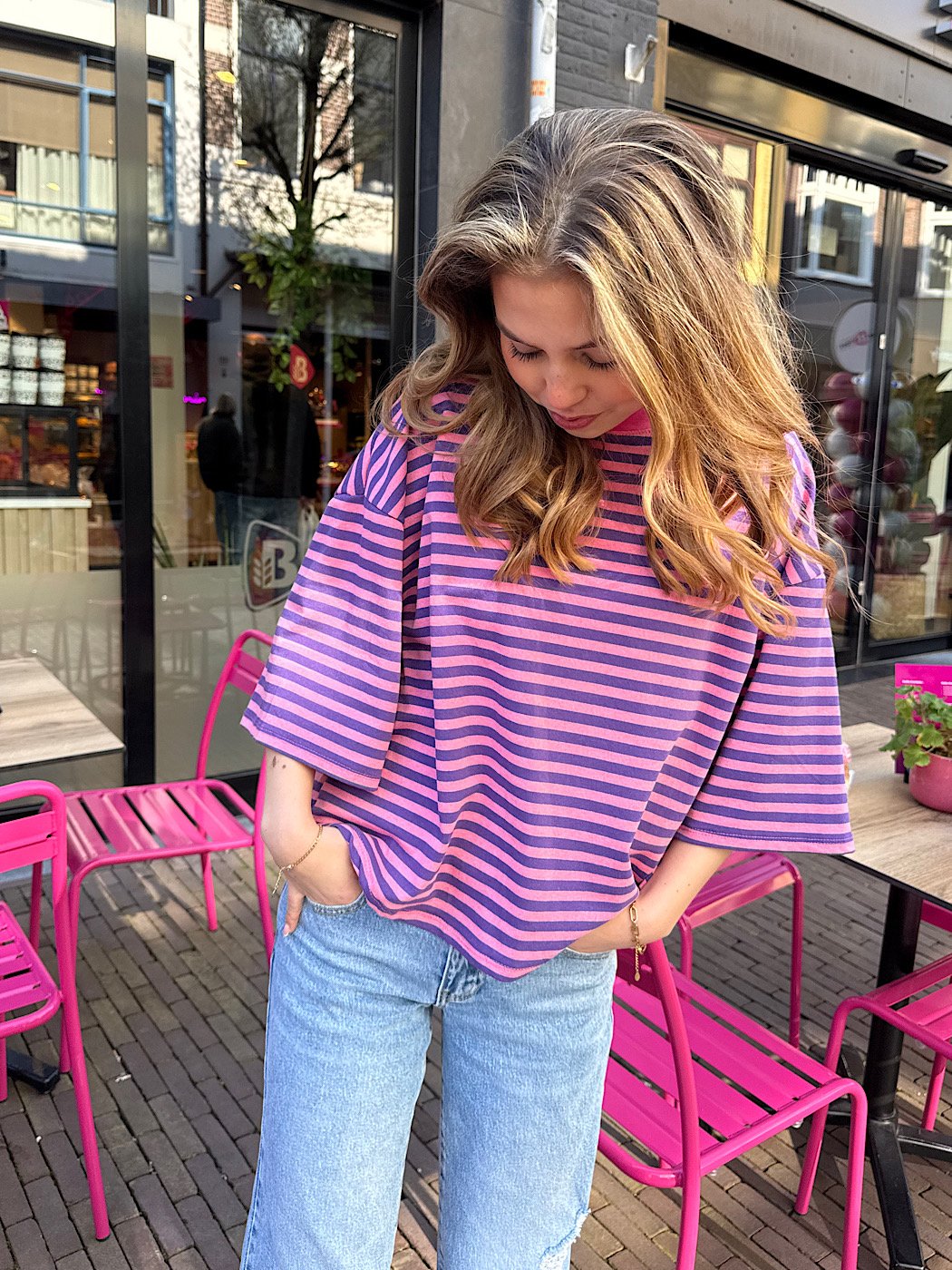 ZM - Gestreept shirt Loua - roze/ paars