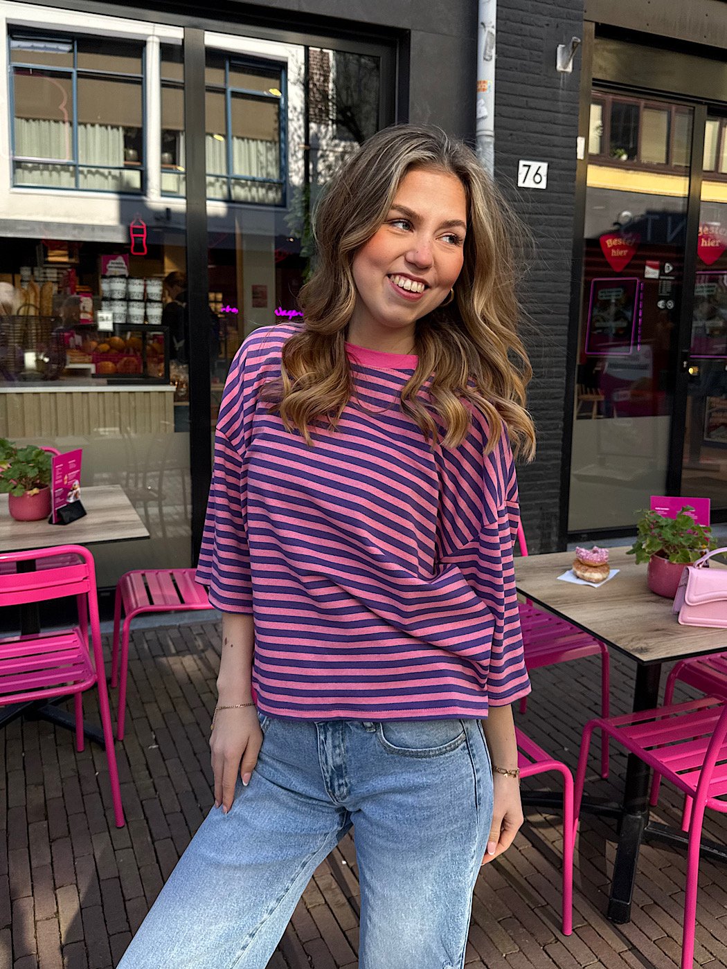 ZM - Gestreept shirt Loua - roze/ paars