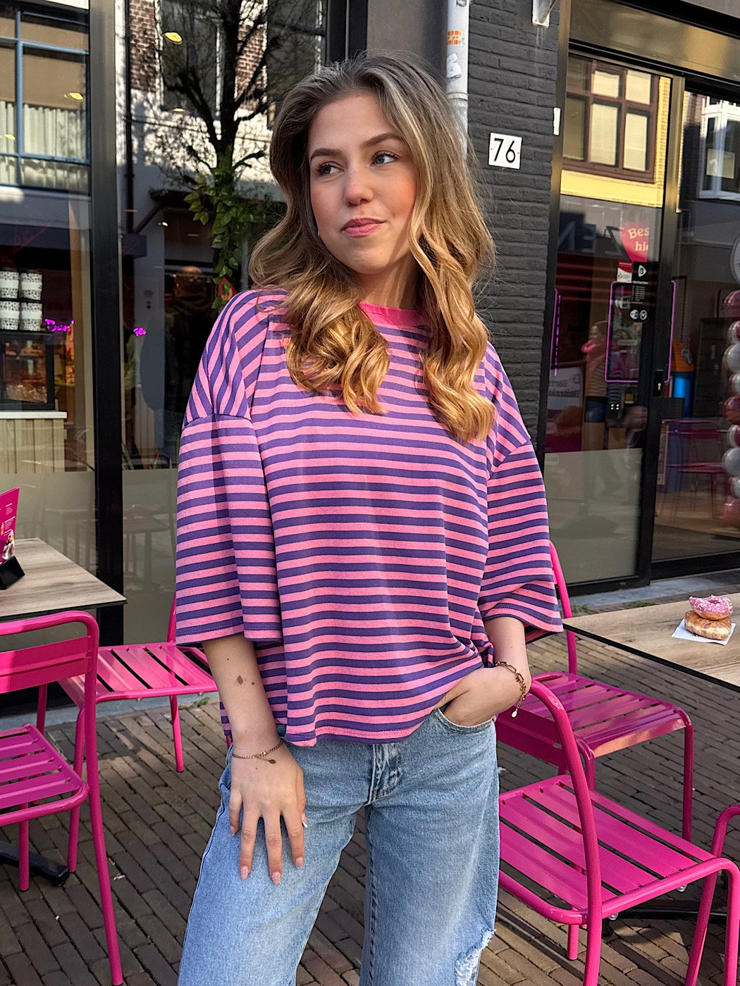 ZM - Gestreept shirt Loua - roze/ paars