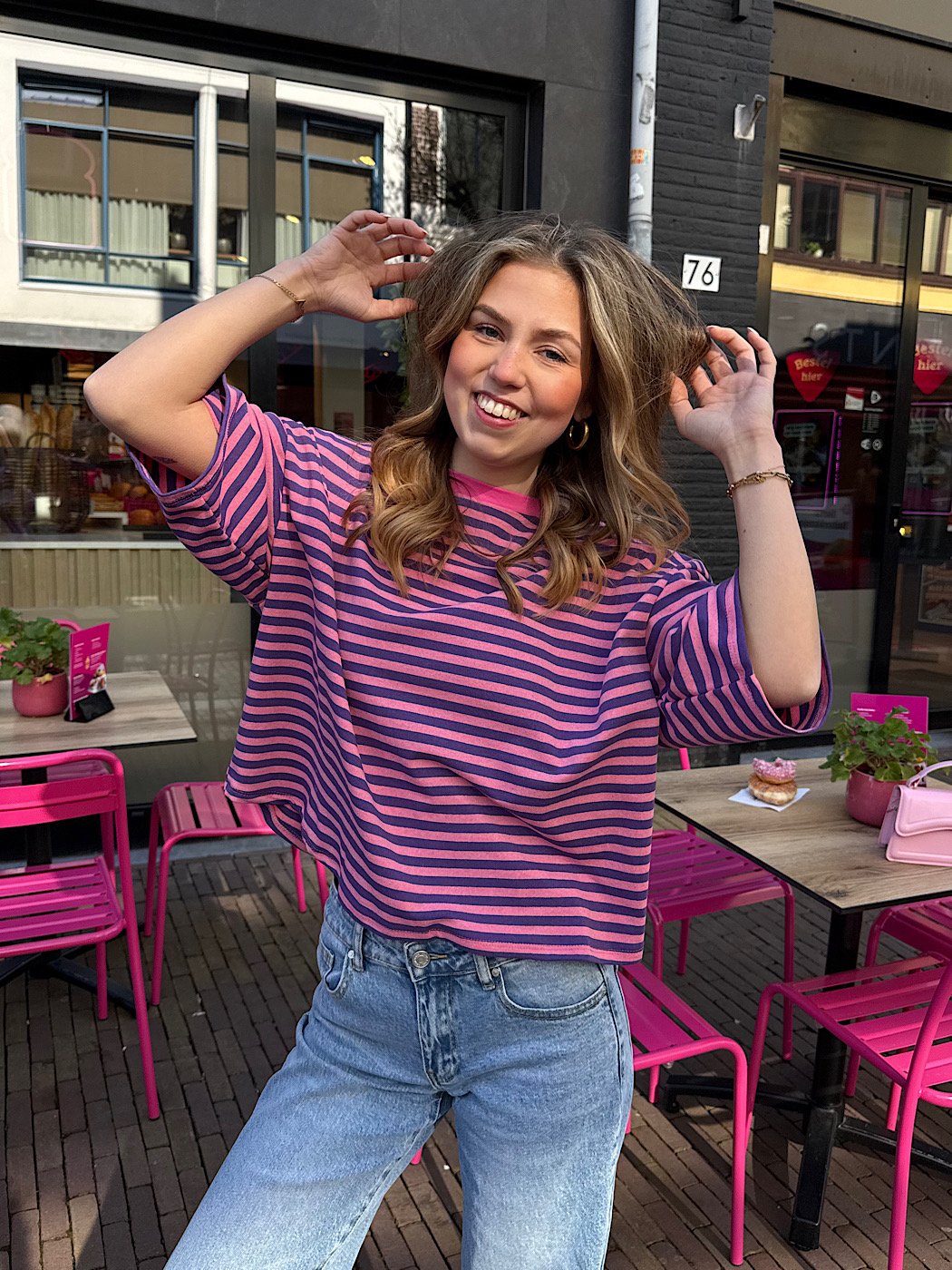 ZM - Gestreept shirt Loua - roze/ paars