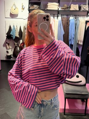 ZM - gestreepte longsleeve - roze/ paars