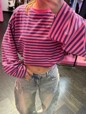 ZM - gestreepte longsleeve - roze/ paars