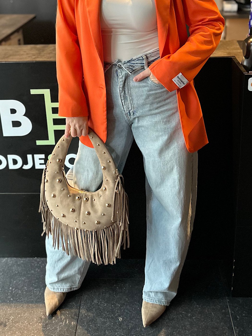 Barrel fit jeans met omslag 3986 - blauw