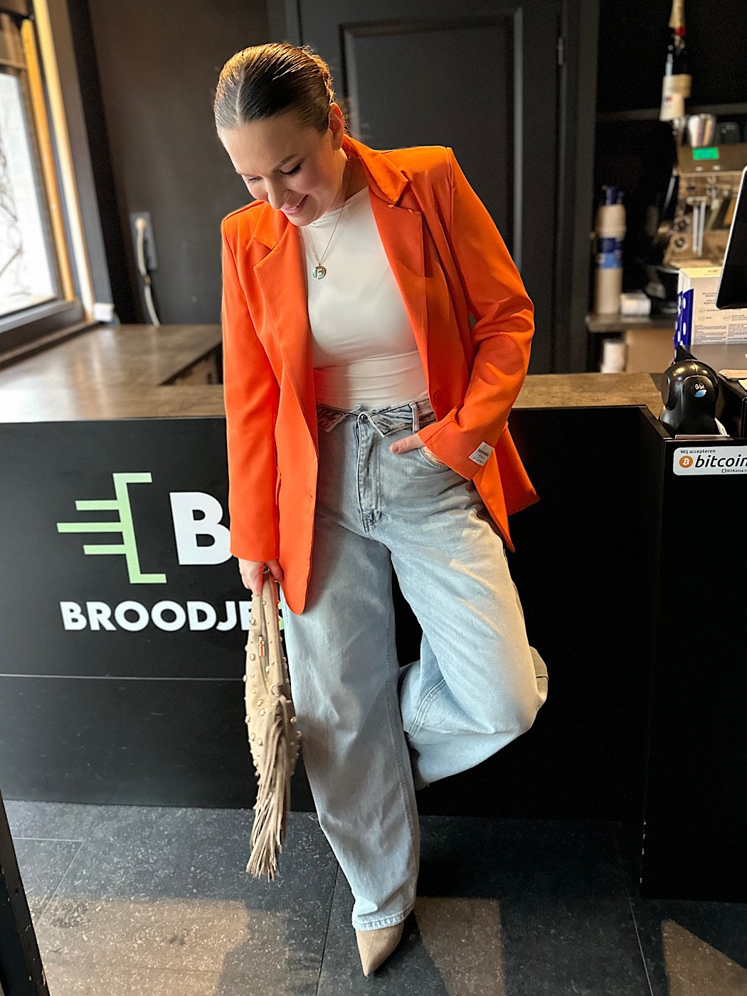 Barrel fit jeans met omslag 3986 - blauw