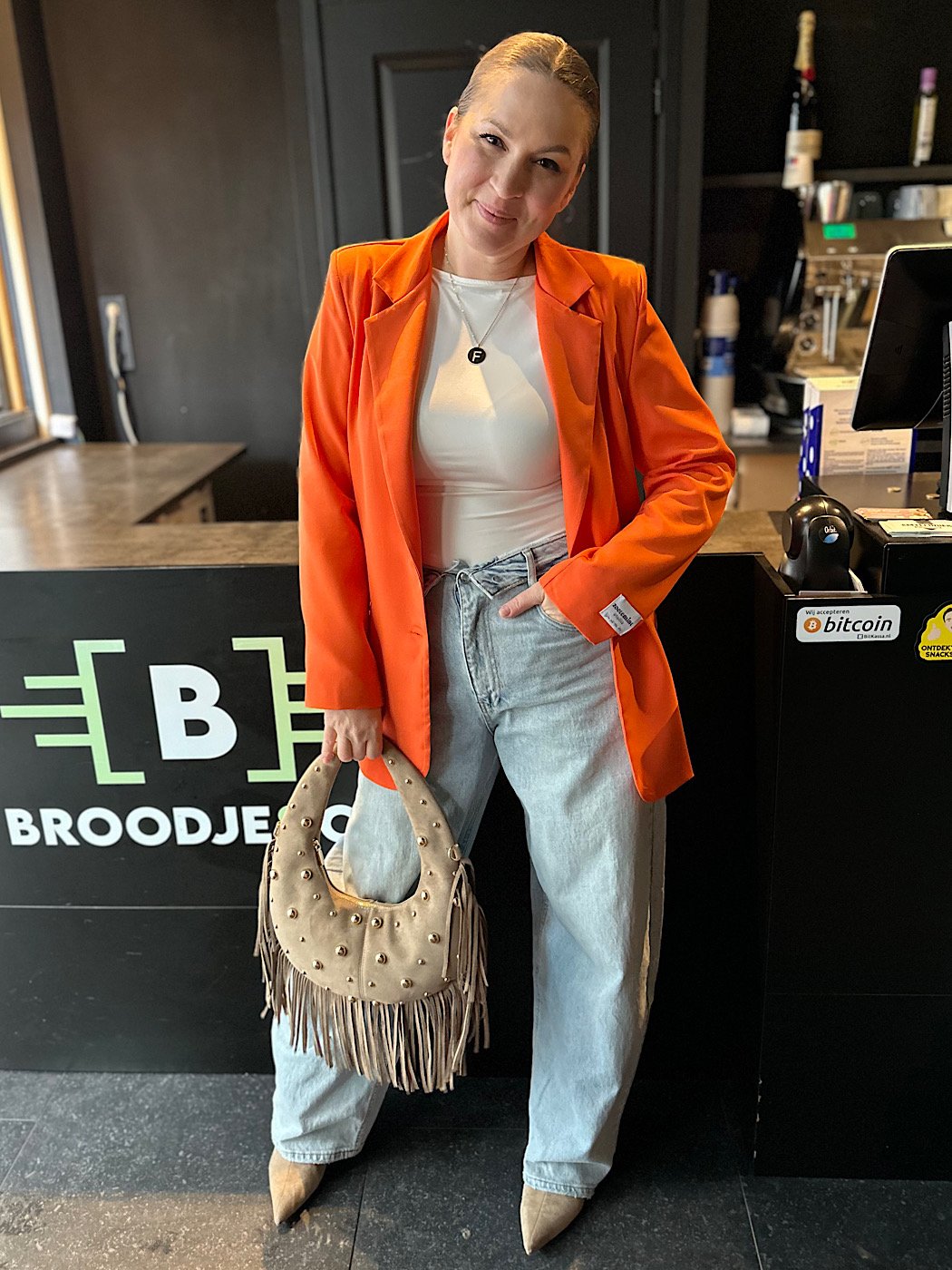 Barrel fit jeans met omslag 3986 - blauw