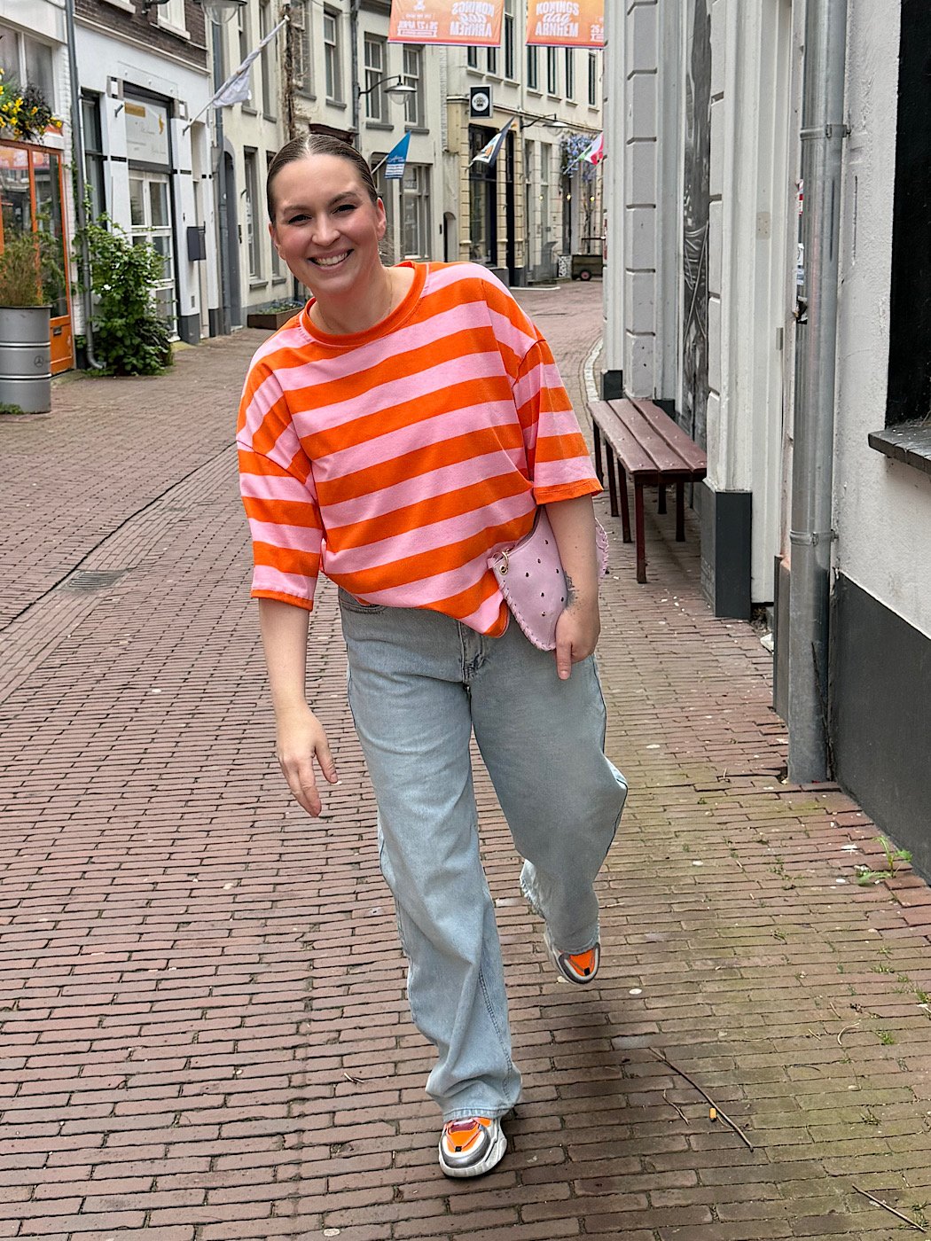 ZM - gestreept t-shirt Billy - oranje/ roze