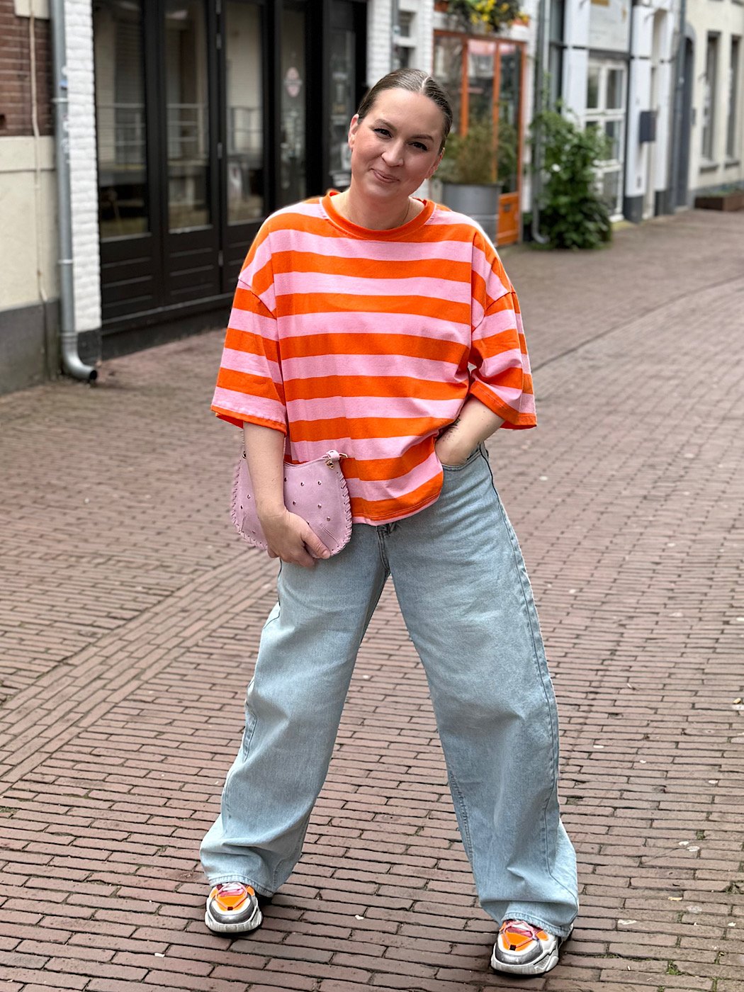 ZM - gestreept t-shirt Billy - oranje/ roze