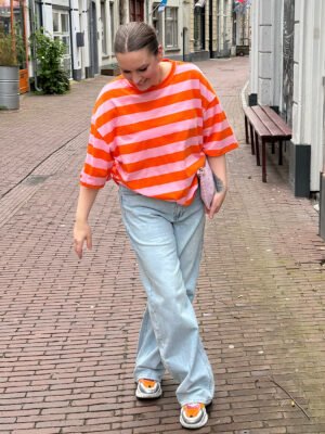 ZM - gestreept t-shirt Billy - oranje/ roze