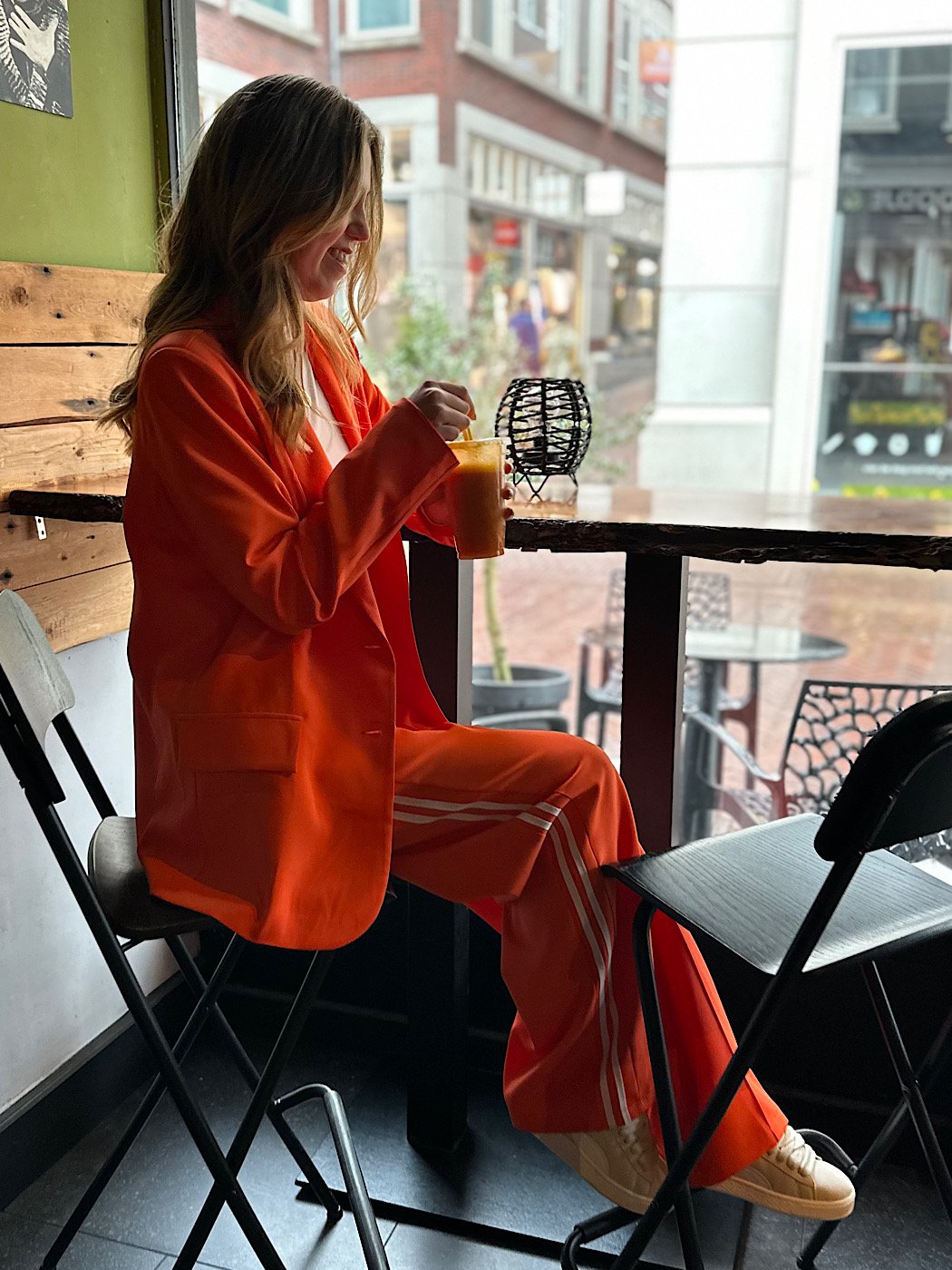 ZM - Oranje wide leg met strepen Novi